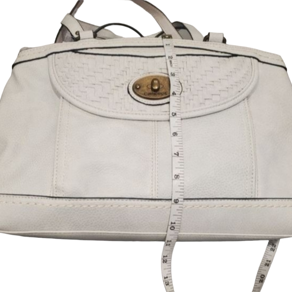 Born Concept Large Shoulder Tote Hobo Bag White Vegan Leather 3 Compartment - Picture 7 of 10